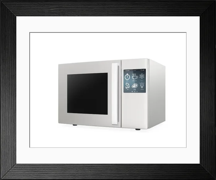 Framed Print : Microwave oven with touch screen isolated on white background Framed Print : Microwave oven with touch screen isolated on white background
