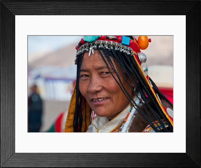 Framed Print : Pilgrim wearing a traditional head dress, portrait, Gerze, West Tibet, Tibet, Central Asia Framed Print : Pilgrim wearing a traditional head dress, portrait, Gerze, West Tibet, Tibet, Central Asia