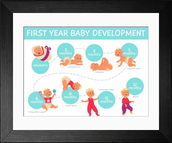 Framed Print : Baby growth infographics. Toddler development Framed Print : Baby growth infographics. Toddler development