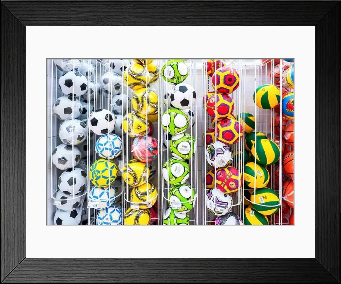 Framed Print : Samara, Russia - May 20, 2023: Balls for different sports