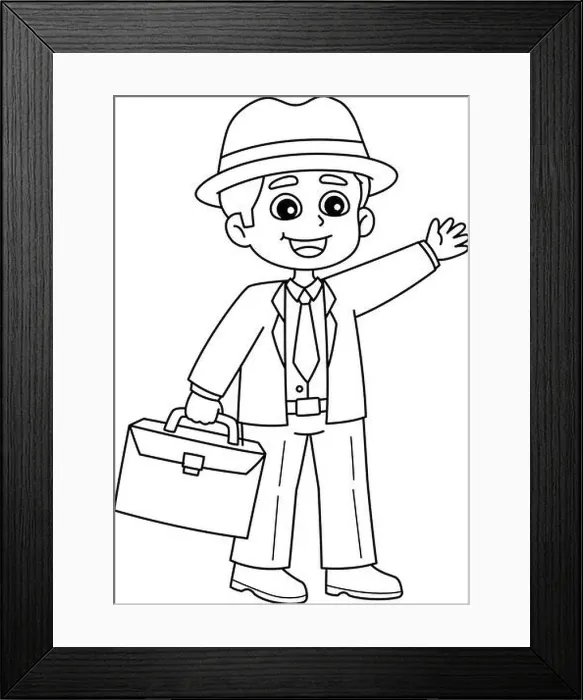 Framed Print : Father Holding Briefcase Isolated Coloring Page