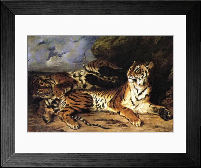 Framed Print : Delacroix Eugène - a Young Tiger Playing with Its Mother Framed Print : Delacroix Eugène - a Young Tiger Playing with Its Mother
