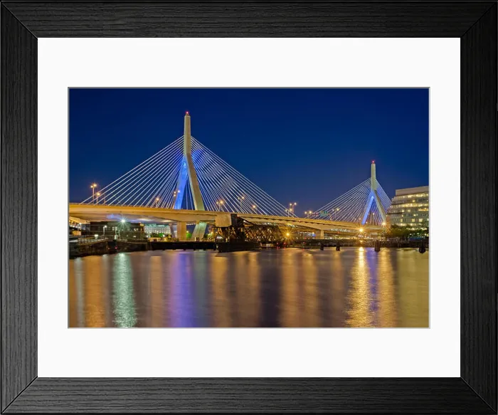 Framed Print : The Leonard P. Zakim Bunker Hill Memorial Bridge is a cable-stayed bridge across the Charles River in Boston