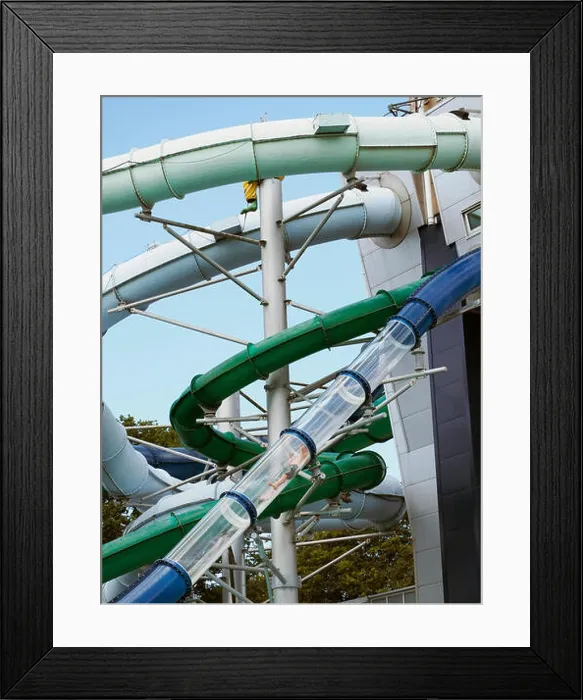 Framed Print : the huge water slides complex at Tiki Bad bath in Wassenaar, the Netherlands Framed Print : the huge water slides complex at Tiki Bad bath in Wassenaar, the Netherlands