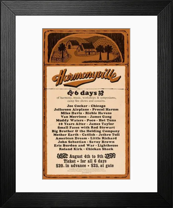 Framed Print : Harmonyville Festival 1970 - 6 days of harmony Framed Print : Harmonyville Festival 1970 - 6 days of harmony