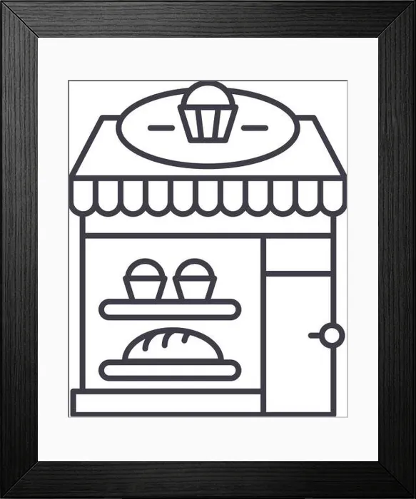 Framed Print : Bakery line icon concept. Bakery vector linear illustration, symbol, sign Framed Print : Bakery line icon concept. Bakery vector linear illustration, symbol, sign