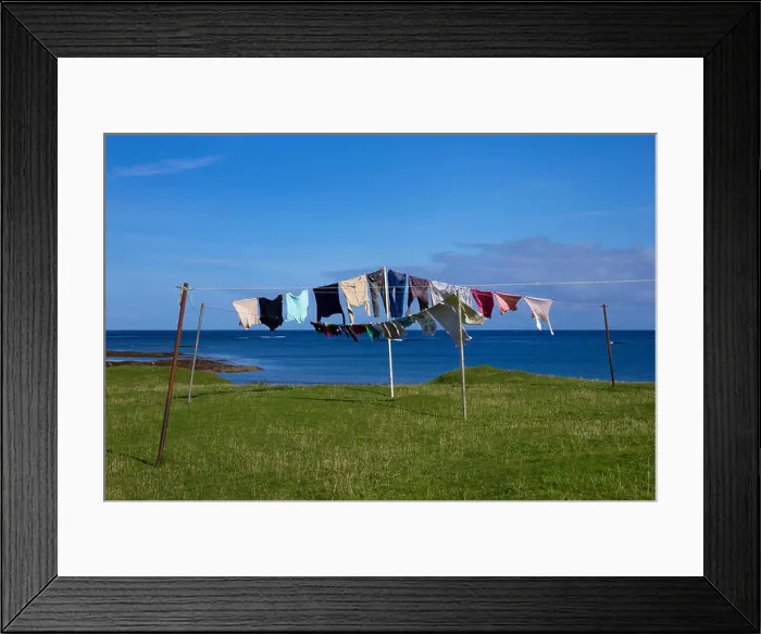 Framed Print : Clothes on a washing line, Tiree, Inner Hebrides, Argyll and Bute, Scotland Framed Print : Clothes on a washing line, Tiree, Inner Hebrides, Argyll and Bute, Scotland