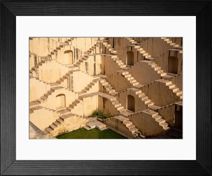 Framed Print : Architecture of stairs at Abhaneri baori stepwell in Jaipur Rajasthan india