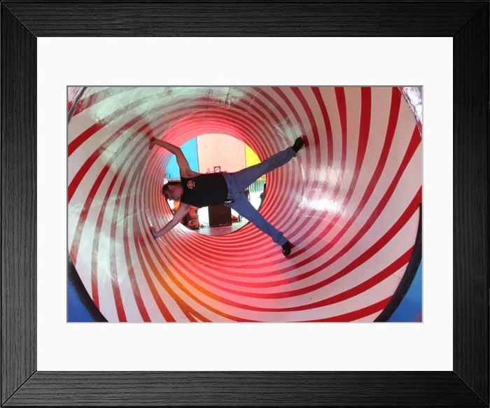Framed Print : Albuquerque New Mexico, New Mexico State Fair, carnival midway, optical illusion rotating tube, NM091303 W0056 Framed Print : Albuquerque New Mexico, New Mexico State Fair, carnival midway, optical illusion rotating tube, NM091303 W0056