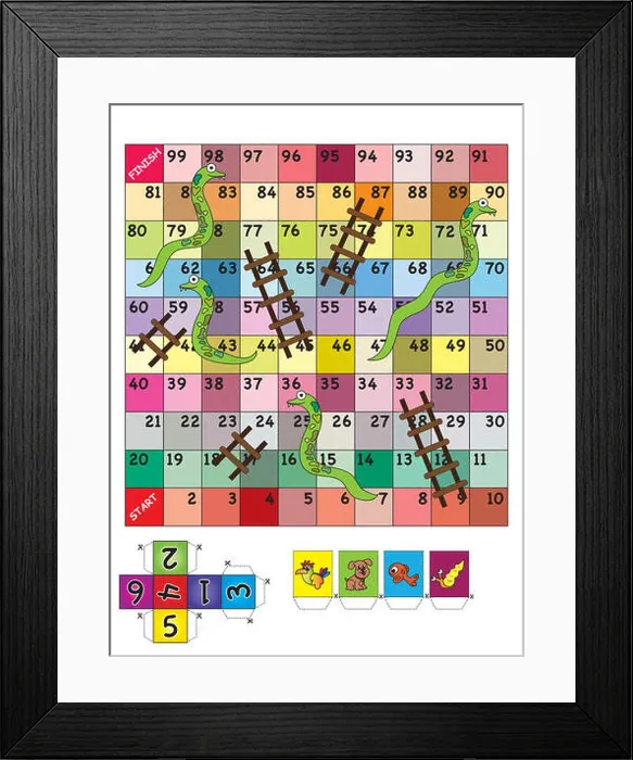 Framed Print : An indoor game of Snake Ladder