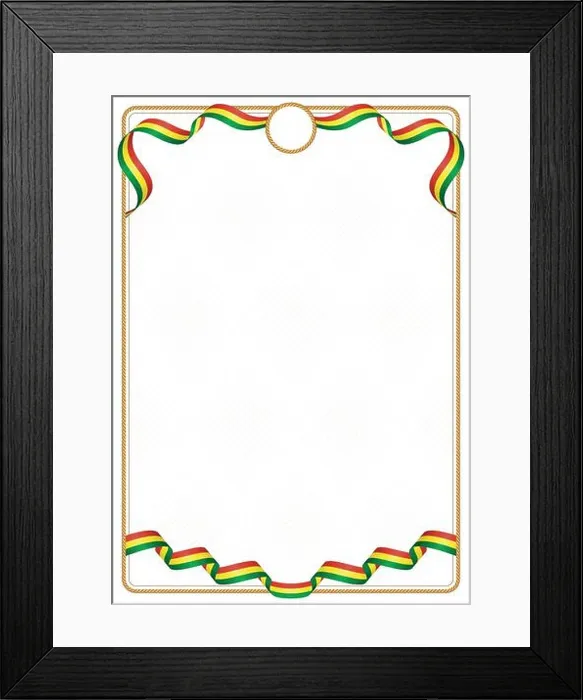 Framed Print : Frame and border of ribbon with the colors of the Bolivia flag, template elements for your certificate and diploma Framed Print : Frame and border of ribbon with the colors of the Bolivia flag, template elements for your certificate and diploma