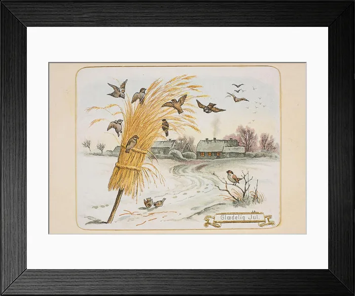 Framed Print : This 19th-century Christmas card features birds and traditional holiday imagery Framed Print : This 19th-century Christmas card features birds and traditional holiday imagery