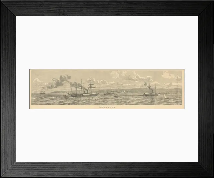 Framed Print : Barbados. Panorama of Bridgetown from the sea 1889 old antique print picture Framed Print : Barbados. Panorama of Bridgetown from the sea 1889 old antique print picture