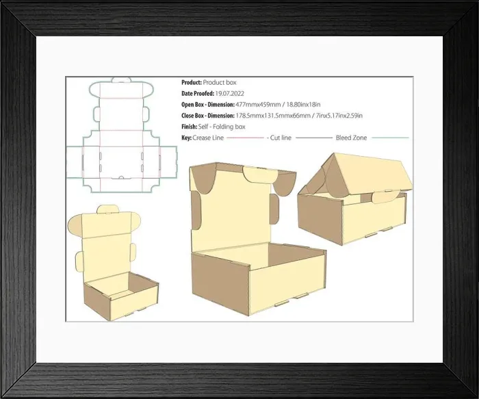 Framed Print : Product box packaging design template selflock die cut - vector Framed Print : Product box packaging design template selflock die cut - vector