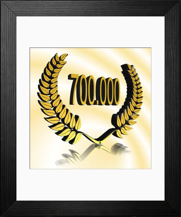 Framed Print : Number 700000 with laurel wreath or honor wreath as a 3D-illustration, 3D-rendering Framed Print : Number 700000 with laurel wreath or honor wreath as a 3D-illustration, 3D-rendering