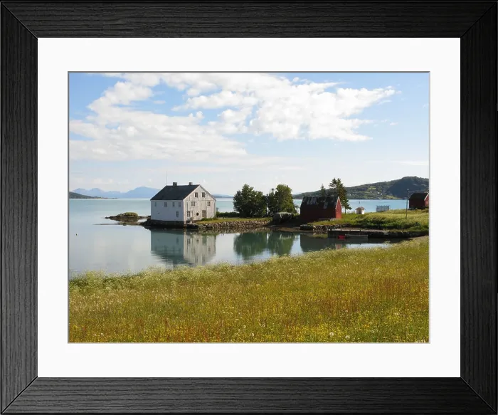 Framed Print : Old wooden house on the waterfront at Ervik, near Harstad, Hinnøya, Troms, arctic Norway Framed Print : Old wooden house on the waterfront at Ervik, near Harstad, Hinnøya, Troms, arctic Norway