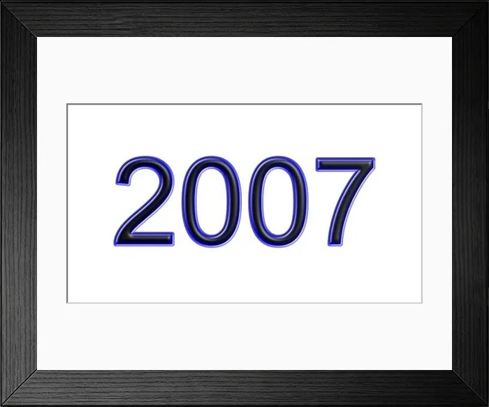 Framed Print : blue 2007 number 3d effect white background Framed Print : blue 2007 number 3d effect white background