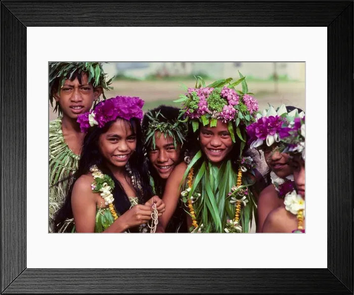 Framed Print : FRENCH POLYNESIA, AUSTRAL ISLAND, RAPA ISLAND, TEENAGERS IN TRADITIONAL CLOTHING Framed Print : FRENCH POLYNESIA, AUSTRAL ISLAND, RAPA ISLAND, TEENAGERS IN TRADITIONAL CLOTHING