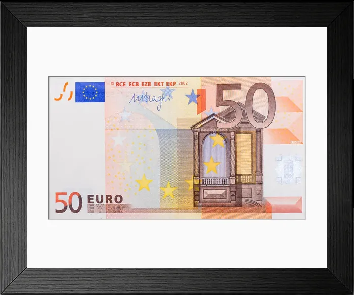 Framed Print : Close up of a 50 euro banknote. High resolution photo Framed Print : Close up of a 50 euro banknote. High resolution photo