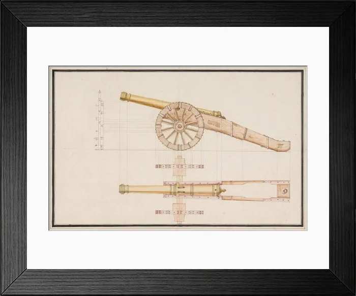 Framed Print : Construction Drawing of a Cannon Framed Print : Construction Drawing of a Cannon