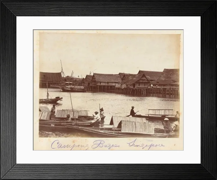 Framed Print : Kampong in Singapore, seen from the water; Campong Bagoes Singapore Framed Print : Kampong in Singapore, seen from the water; Campong Bagoes Singapore