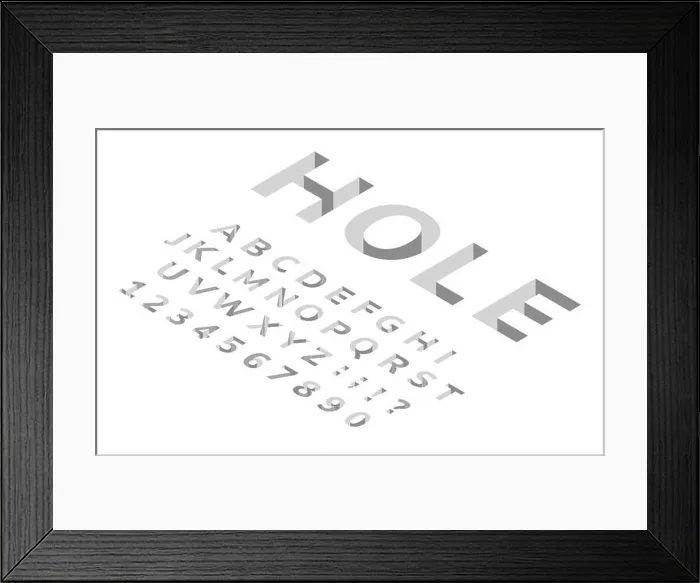 Framed Print : Isometric hole font. 3d perspective alphabet Framed Print : Isometric hole font. 3d perspective alphabet