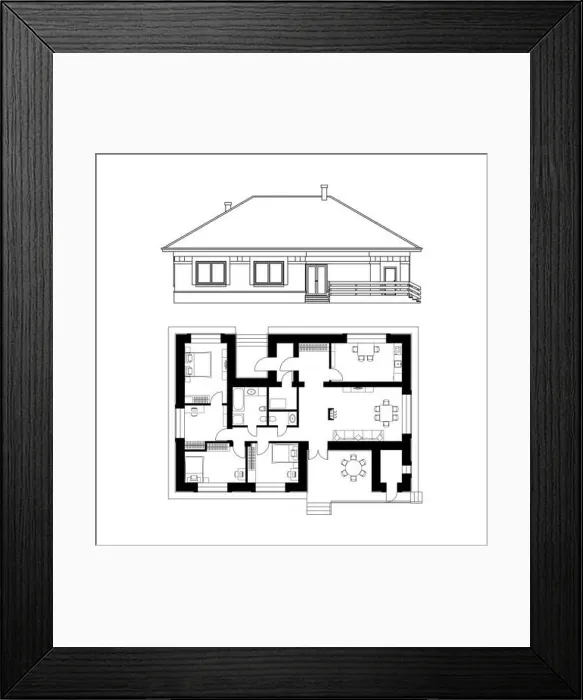 Framed Print : Architectural project of a house Framed Print : Architectural project of a house