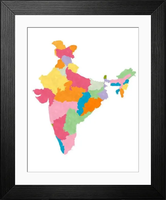 Framed Print : India map in watercolors Framed Print : India map in watercolors