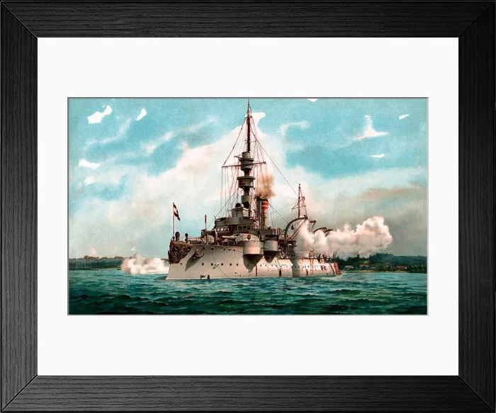 Framed Print : S.M. Kustenpanzerschiff Odin im Salut, German Battleship, circa 1902 Framed Print : S.M. Kustenpanzerschiff Odin im Salut, German Battleship, circa 1902