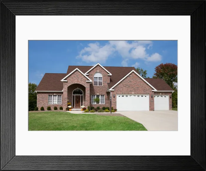 Framed Print : USA, Illinois, Metamora, Exterior of large suburban house Framed Print : USA, Illinois, Metamora, Exterior of large suburban house