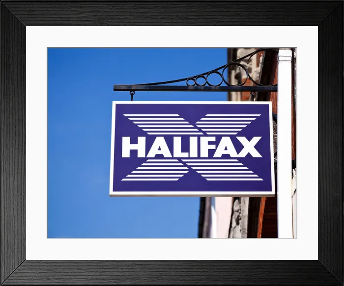 Framed Print : Halifax bank logo sign England UK Framed Print : Halifax bank logo sign England UK
