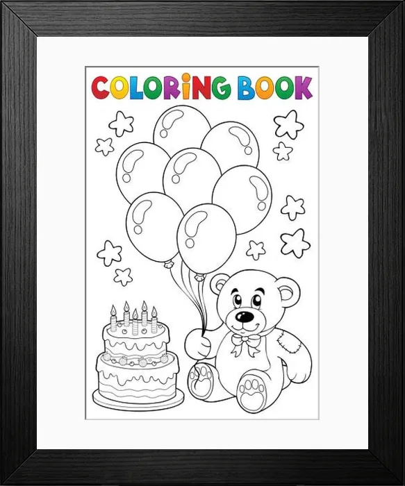 Framed Print : Coloring book teddy bear theme 4 Framed Print : Coloring book teddy bear theme 4