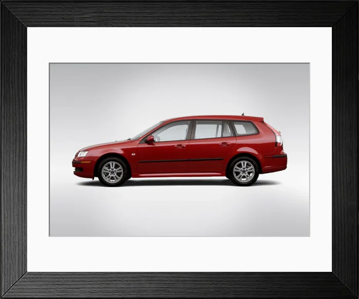 Framed Print : 2006 Saab 9-3 2.0T Sport Combi in Red - Drivers Side Profile Framed Print : 2006 Saab 9-3 2.0T Sport Combi in Red - Drivers Side Profile
