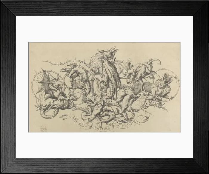 Framed Print : Fantasy animals depicting the seven deadly sins Framed Print : Fantasy animals depicting the seven deadly sins