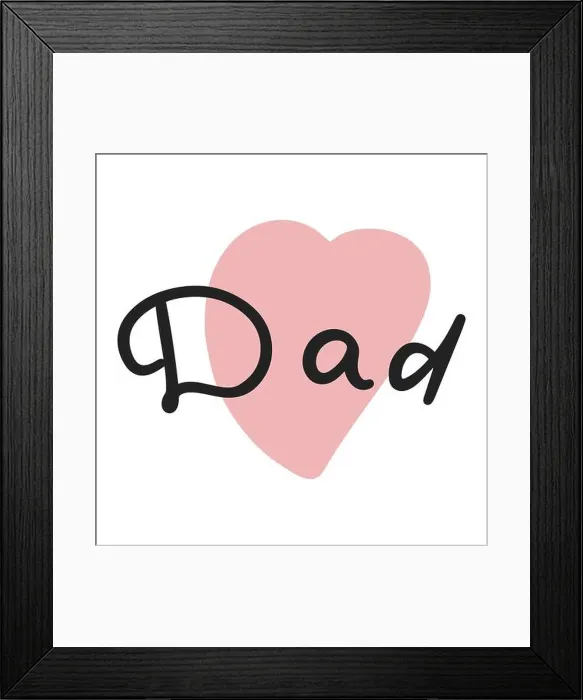 Framed Print : Dad word calligraphy with a heart shape isolated on white background Framed Print : Dad word calligraphy with a heart shape isolated on white background
