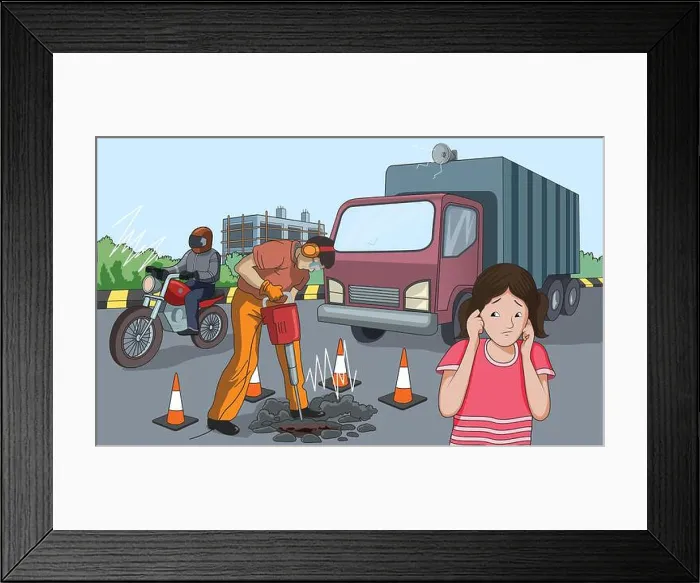 Framed Print : Illustration showing noise pollution Framed Print : Illustration showing noise pollution