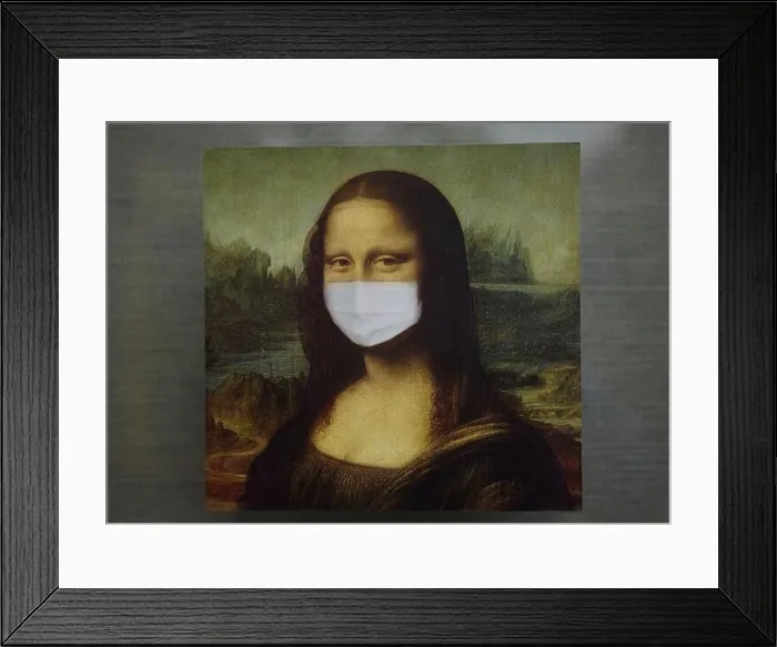 Framed Print : Mona Lisa, wearing a protective mask, coronavirus