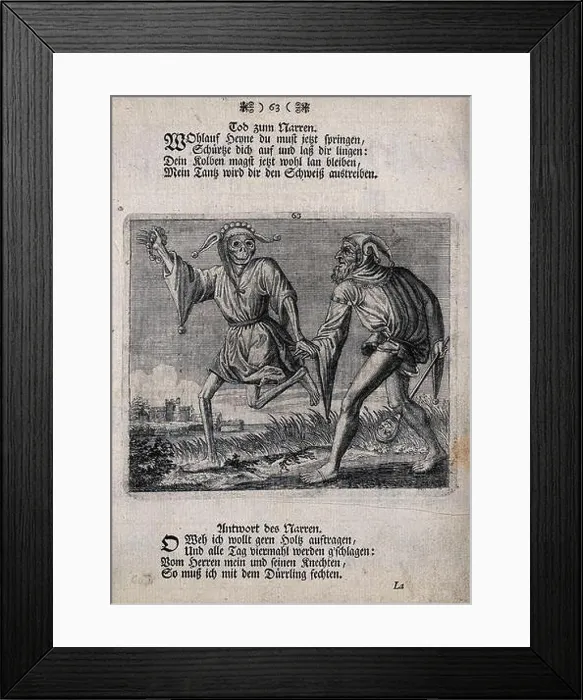 Framed Print : Dance of death: death and the fool