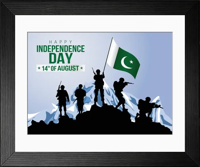 Framed Print : happy independence day pakistan. vector illustration of pakistan army with flag Framed Print : happy independence day pakistan. vector illustration of pakistan army with flag