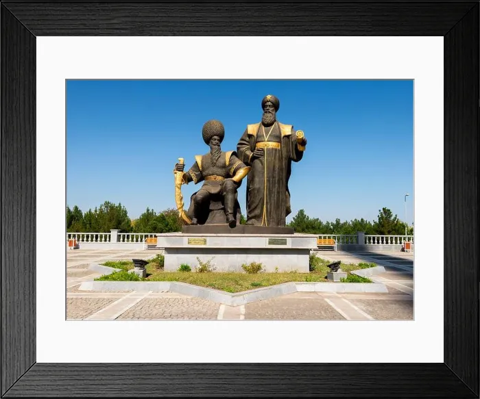 Framed Print : Statues of Sultan Alp Arslan and Malik Shah in the Independence Park in Ashgabat Framed Print : Statues of Sultan Alp Arslan and Malik Shah in the Independence Park in Ashgabat