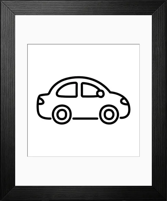 Framed Print : Small sedan city car line icon in cute cartoon hand drawn doodle style. Vector clip art illustration Framed Print : Small sedan city car line icon in cute cartoon hand drawn doodle style. Vector clip art illustration