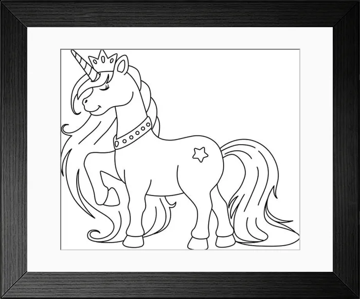 Framed Print : Unicorn Princess Coloring Page Isolated for Kids Framed Print : Unicorn Princess Coloring Page Isolated for Kids