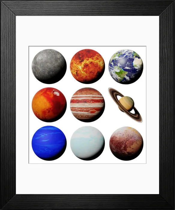 Framed Print : the planets of the solar system isolated on white background Framed Print : the planets of the solar system isolated on white background