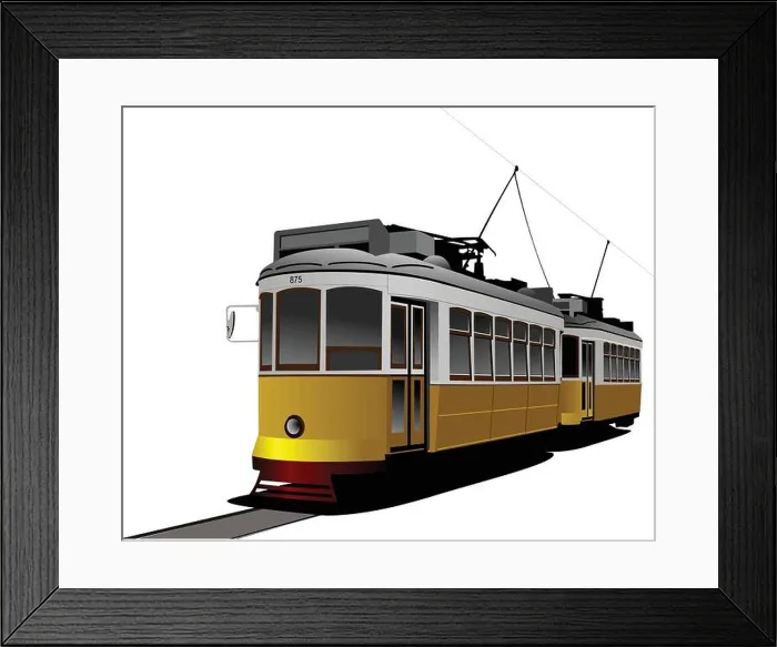 Framed Print : City transport. Vintage tram style. Vector illustration Framed Print : City transport. Vintage tram style. Vector illustration
