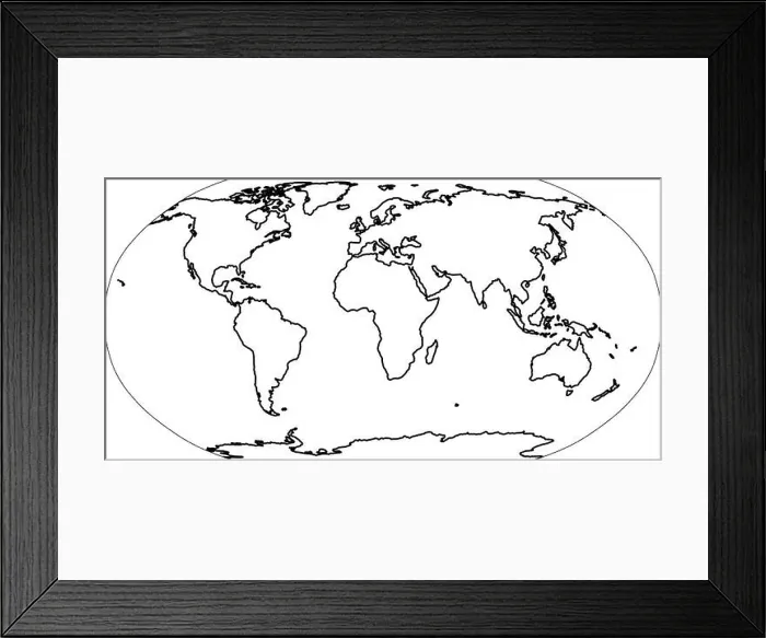 Framed Print : Outline map of World. Simple flat vector illustration Framed Print : Outline map of World. Simple flat vector illustration