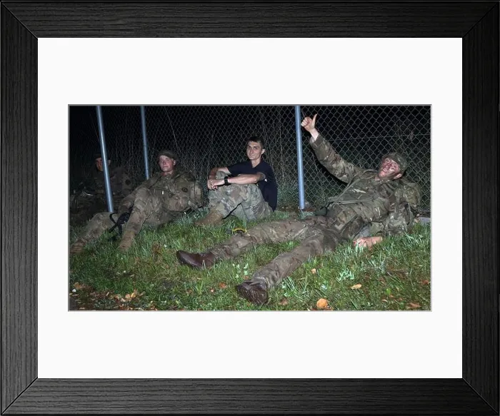 Framed Print : U.K. army Lance Cpl. Joe Spencer gives a thumbs up after completing a ruck march during a spur ride Aug Framed Print : U.K. army Lance Cpl. Joe Spencer gives a thumbs up after completing a ruck march during a spur ride Aug
