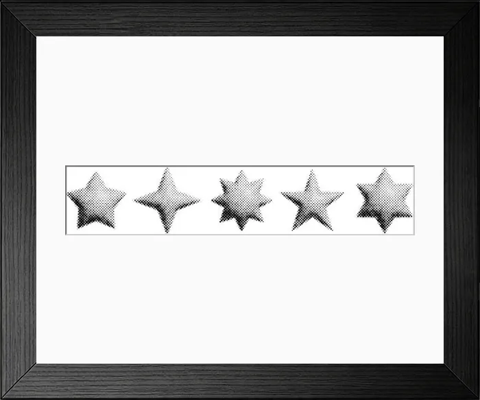 Framed Print : Halftone grain star set. Dotted 3d star shape collection Framed Print : Halftone grain star set. Dotted 3d star shape collection
