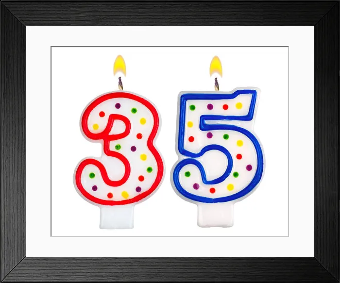 Framed Print : Birthday candles number thirty five Framed Print : Birthday candles number thirty five