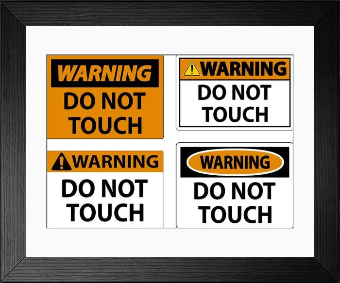 Framed Print : Warning Label Do Not Touch Framed Print : Warning Label Do Not Touch