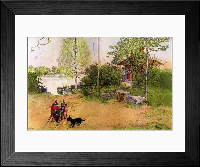 Framed Print : This photograph titled Gårdsplanen features a rural Swedish farmyard scene with two figures Framed Print : This photograph titled Gårdsplanen features a rural Swedish farmyard scene with two figures